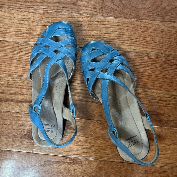 Earth Origins Nellie Persian Blue Leather Mary Jane Sandals Women’s 9W - Picture 8 of 9